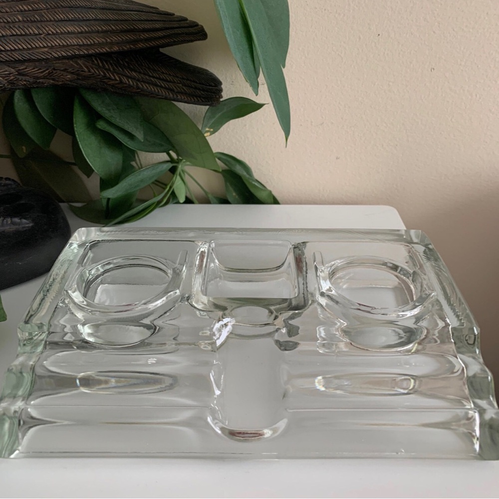 Vintage Glass Inkwell Stand